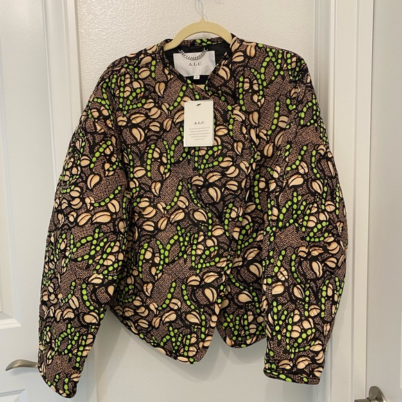 A.L.C. Emory Jacket Quilted Puffer Floral Nude Peach Green Kick Multi NWT XS - Picture 7 of 10